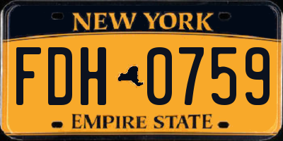 NY license plate FDH0759