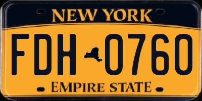 NY license plate FDH0760