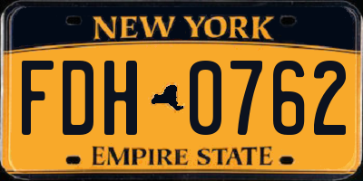 NY license plate FDH0762