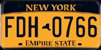 NY license plate FDH0766