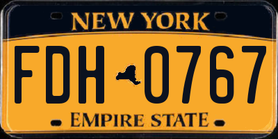NY license plate FDH0767