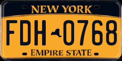 NY license plate FDH0768