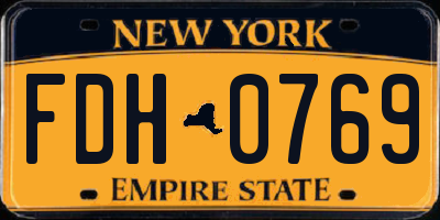 NY license plate FDH0769
