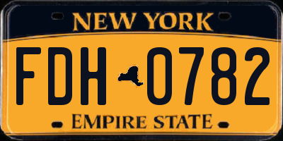 NY license plate FDH0782