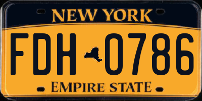 NY license plate FDH0786