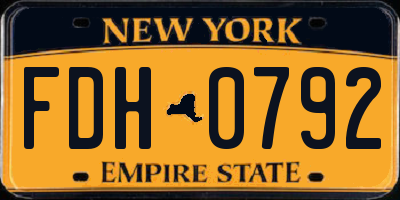 NY license plate FDH0792