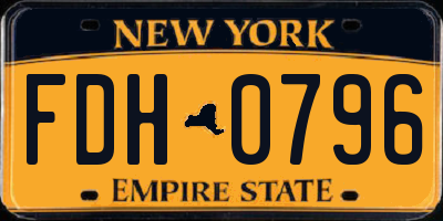 NY license plate FDH0796