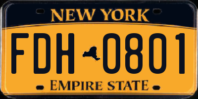 NY license plate FDH0801