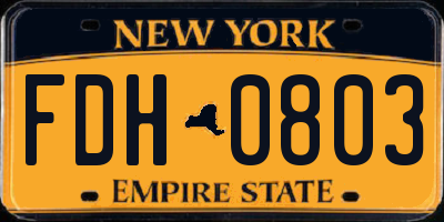 NY license plate FDH0803