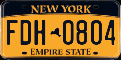 NY license plate FDH0804