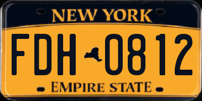 NY license plate FDH0812