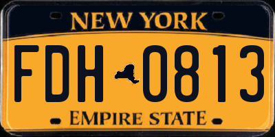 NY license plate FDH0813