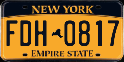 NY license plate FDH0817