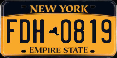 NY license plate FDH0819