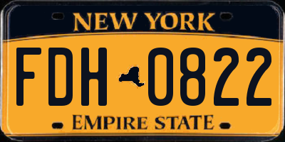 NY license plate FDH0822