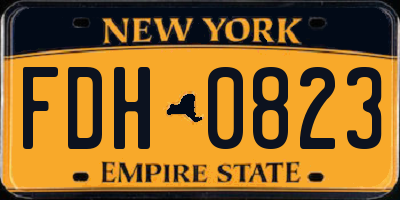 NY license plate FDH0823