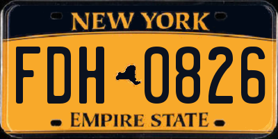 NY license plate FDH0826