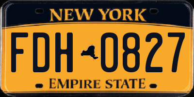 NY license plate FDH0827