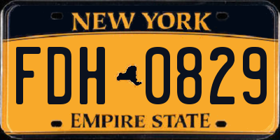 NY license plate FDH0829
