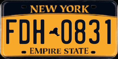 NY license plate FDH0831
