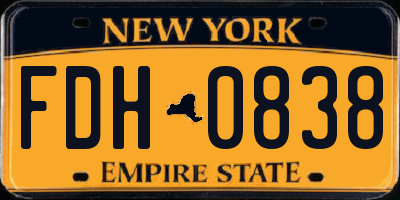 NY license plate FDH0838