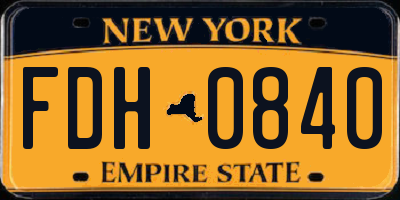 NY license plate FDH0840