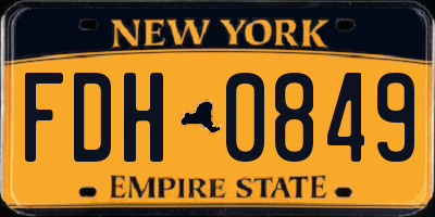 NY license plate FDH0849