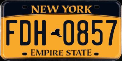NY license plate FDH0857