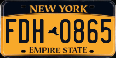 NY license plate FDH0865