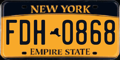 NY license plate FDH0868
