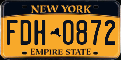 NY license plate FDH0872