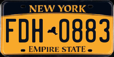 NY license plate FDH0883