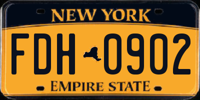 NY license plate FDH0902
