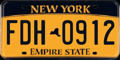 NY license plate FDH0912