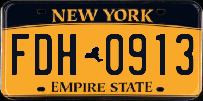 NY license plate FDH0913