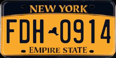 NY license plate FDH0914