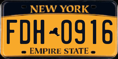 NY license plate FDH0916
