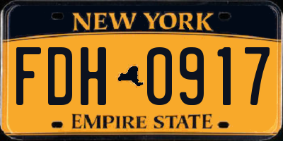 NY license plate FDH0917