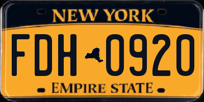 NY license plate FDH0920