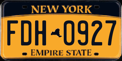 NY license plate FDH0927