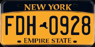 NY license plate FDH0928