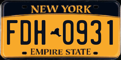 NY license plate FDH0931