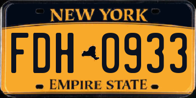 NY license plate FDH0933