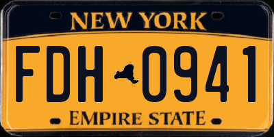 NY license plate FDH0941