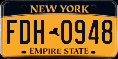 NY license plate FDH0948