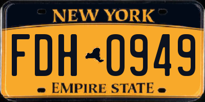 NY license plate FDH0949
