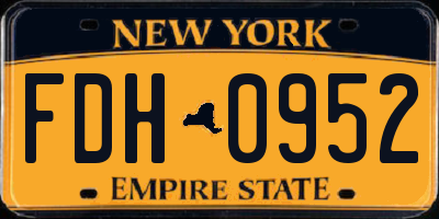 NY license plate FDH0952