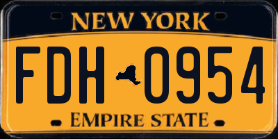 NY license plate FDH0954