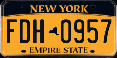 NY license plate FDH0957