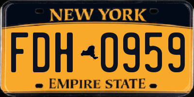 NY license plate FDH0959
